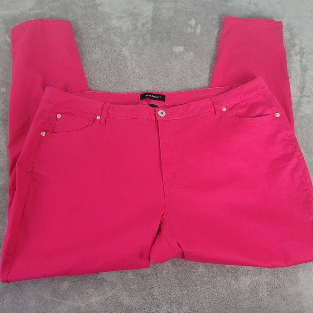 Ashley Stewart Womens Plus Size 26 Pink Jeans Straight Leg Stretch Elastic SL50E